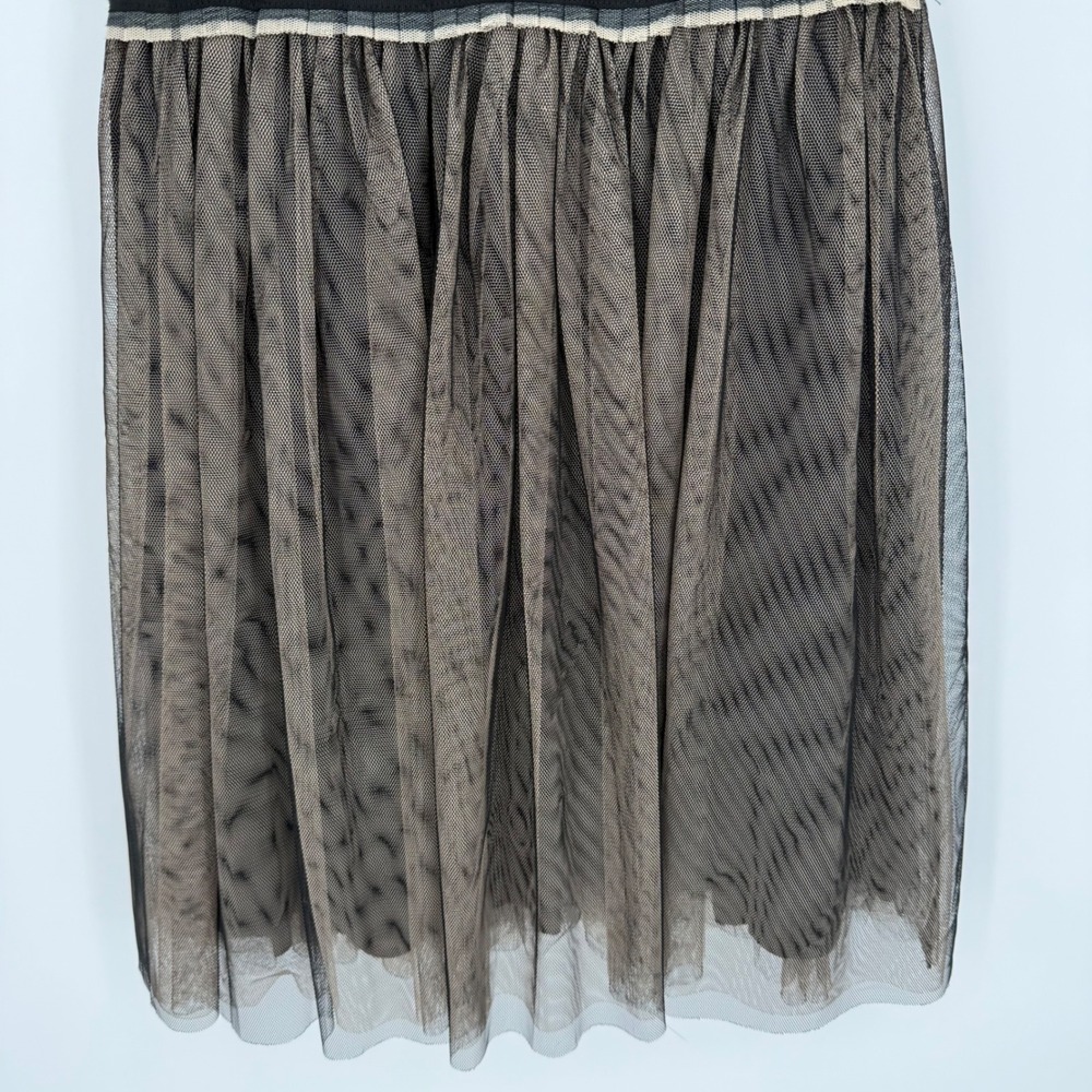ANTHROPOLOGIE WESTON WEAR DULCIE TULLE SLEEVELESS SWEATER DRESS BLACK TAN MEDIUM - Picture 5 of 8